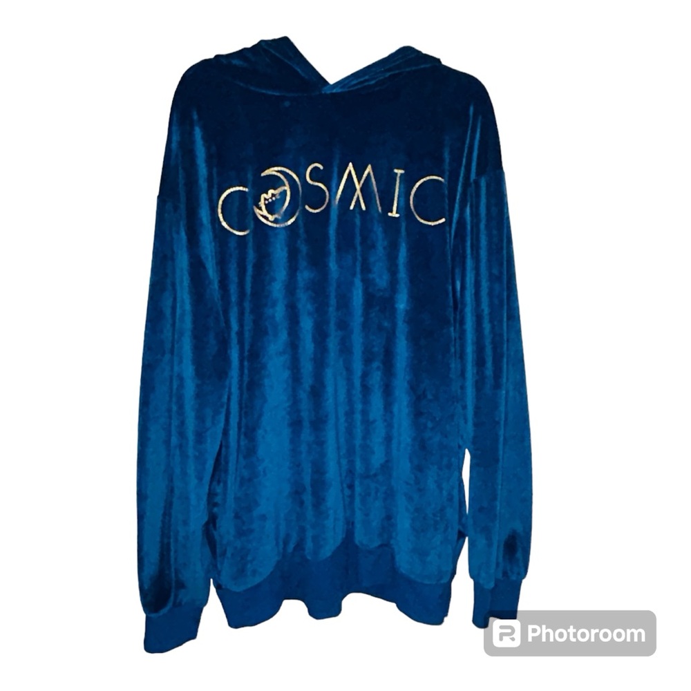 Pusheen Blue Crushed Velvet Hooded Plus Size Sweatshirt Cosmic Cat 3XL D1